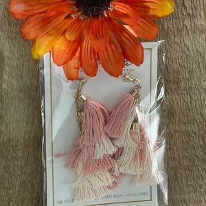 Pink two tone tassel earrings